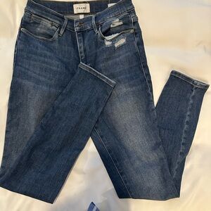 FRAME Le High Skinny Jeans with Knee Rip